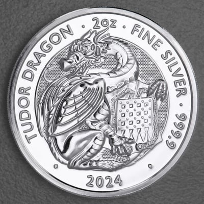 Silbermünze 2oz "Tudor Dragon" 2024 Royal Tudor Beasts (Großbritannien) - Miniaturansicht 1