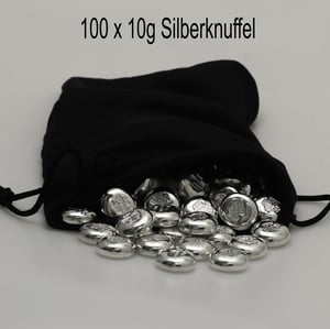 Silberbarren 100 x 10g ESG "Silberknuffel" gegossen Recyclingsilber Bag - Hauptansicht