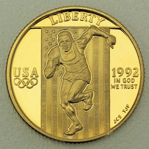 Goldmünze 5 Dollar "Olympiade Barcelona" 1992 PP (USA) - Hauptansicht