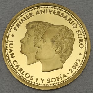 Goldmünze 200 Euro "Geburtstag des Euro" 2003 (Spanien) - Miniaturansicht 2