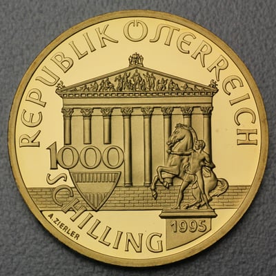 Goldmünze 1000 Schilling "Zeus" 1995 (PP) 100 Jahre Olympische Bewegung (Österreich) - Miniaturansicht 2
