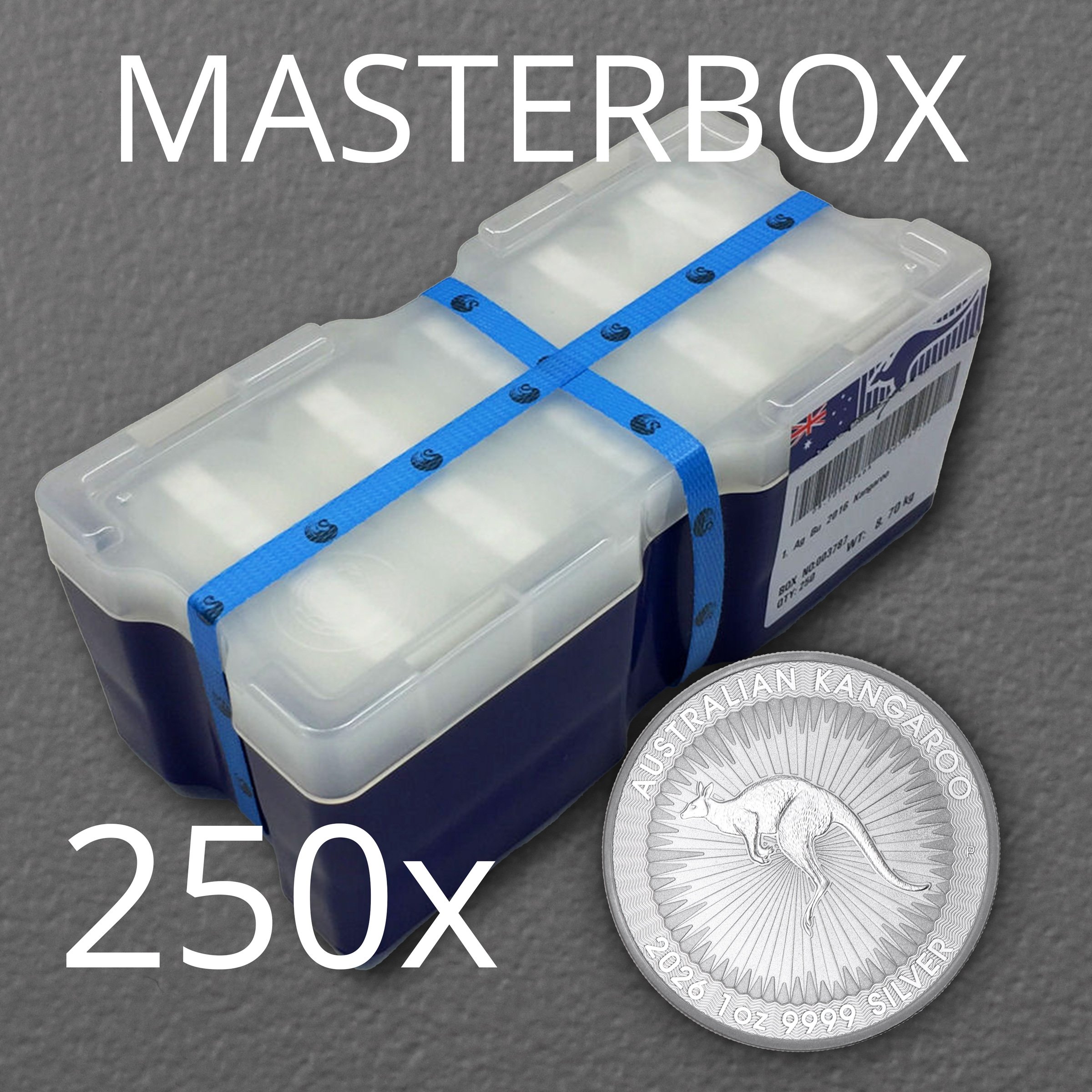 Silbermünze 250 x 1oz "Känguru" aktueller Jahrgang Masterbox 19 % (Australien) - Detailansicht 2