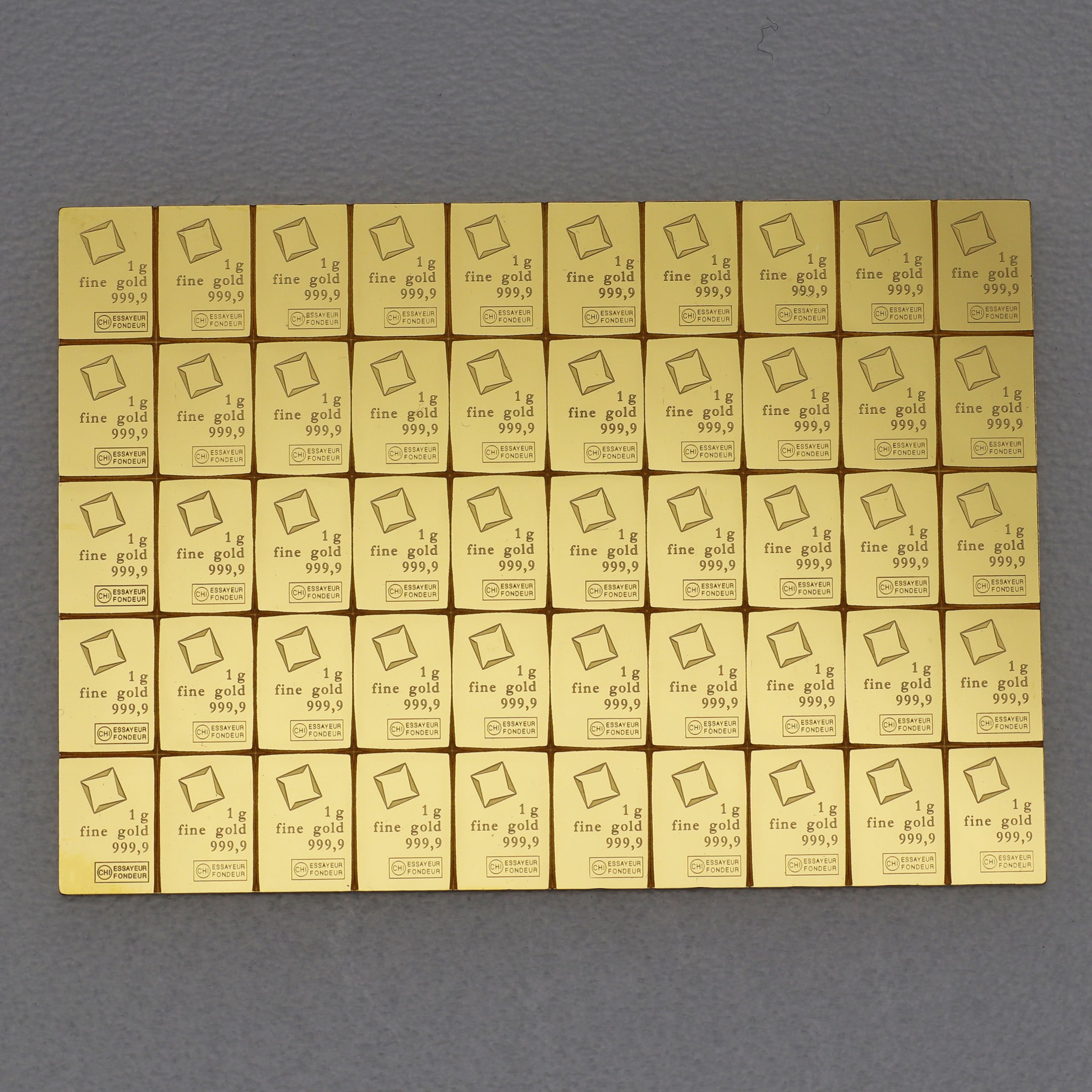 Goldtafel VALCAMBI (50x 1g Au CombiBar) - "Resale" - Hauptansicht