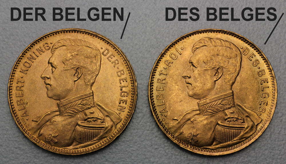 Goldmünze 20 Francs "Albert" (Belgien) - Detailansicht 2