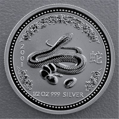 Silbermünze 1/2oz "Schlange" 2001 Lunar I – Year of the Snake (Australien) - Miniaturansicht 1