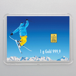 Goldbarren 1g "Für alle Fälle/Sport" (Flip) - Hauptansicht