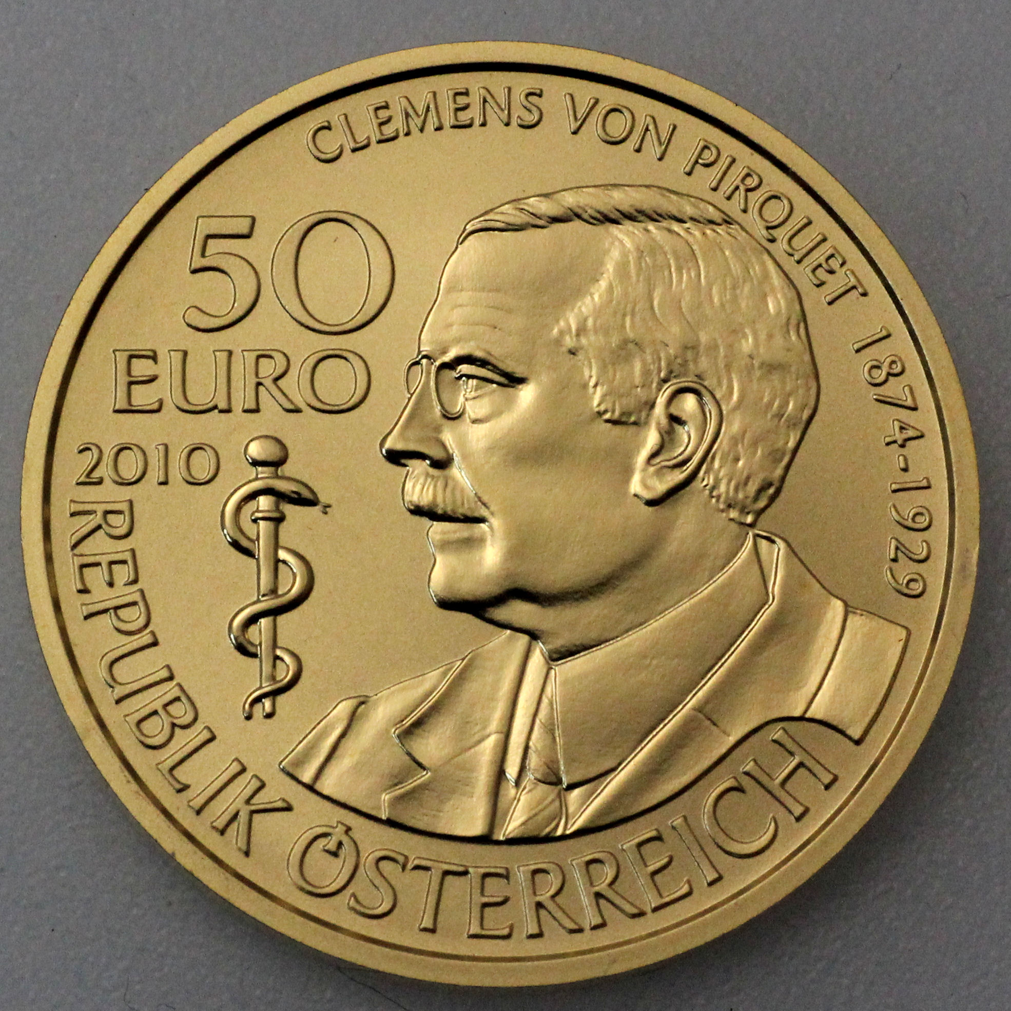 Goldmünze 50 Euro "Pirquet" 2010 Große Mediziner (Österreich) - Detailansicht 1