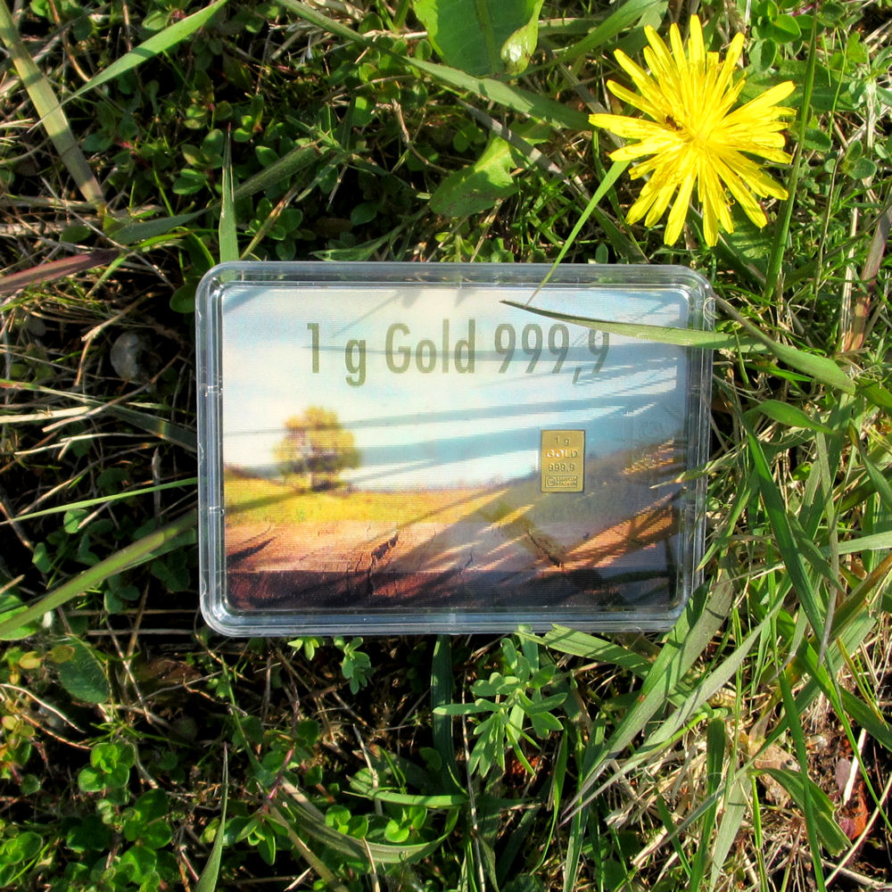 Goldbarren 1g "Osterhasen auf Wiese" (Flip) - Detailansicht 3