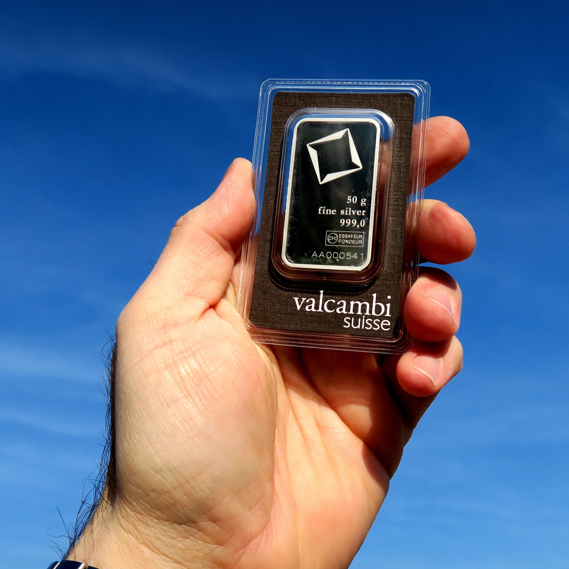 Silberbarren 50g VALCAMBI, Blister - Detailansicht 2