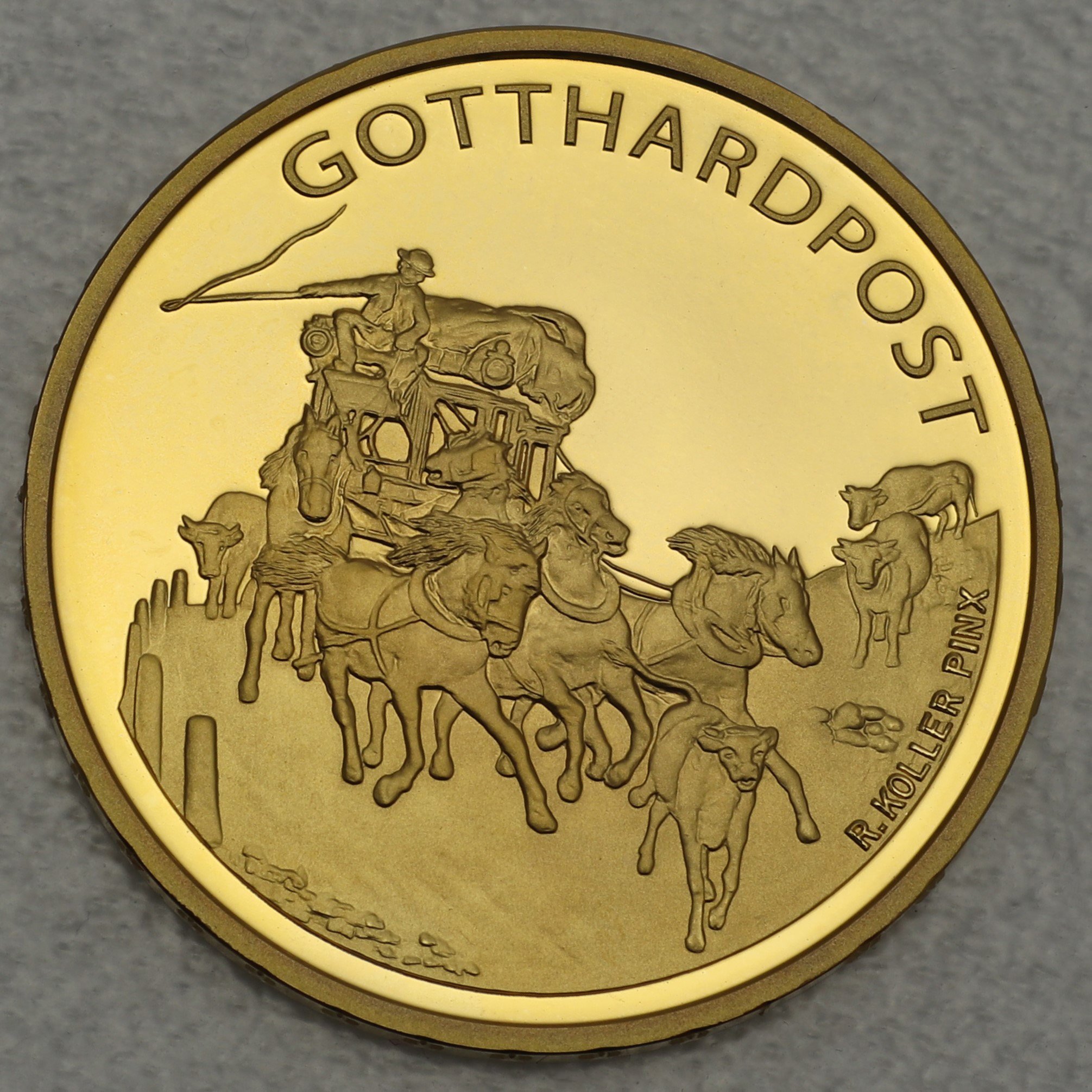 Goldmünze 50 Franken "Gotthardpost" 2013 (Schweiz) - Hauptansicht