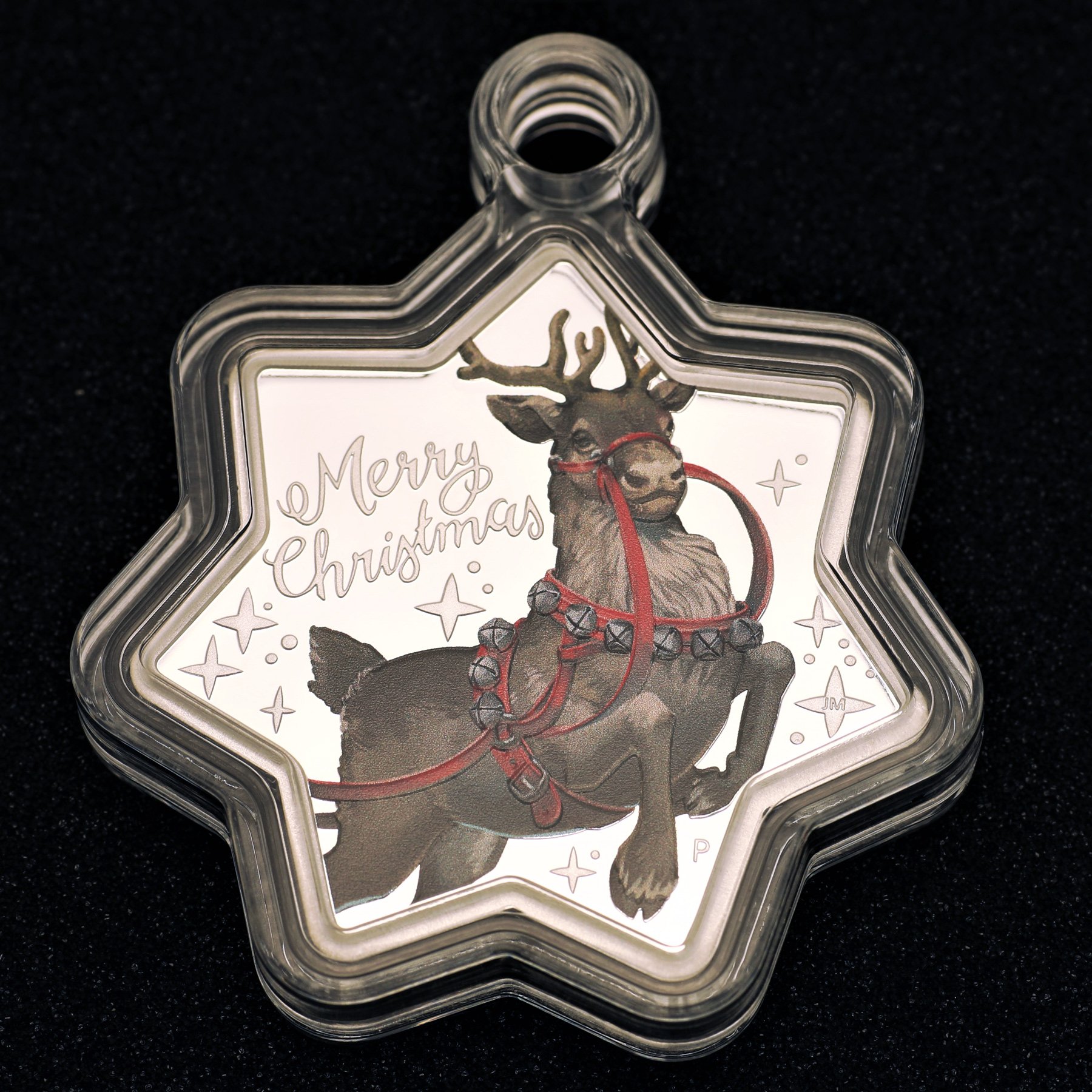 Silbermünze 1oz "Christmas" 2019 (PP/koloriert) Star-Shaped Coin (Australien) - Detailansicht 2