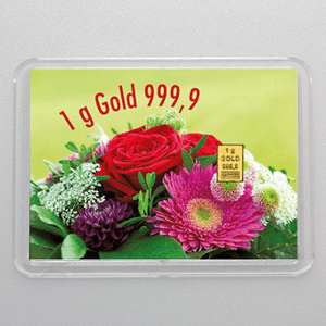 Goldbarren 1g "Gold statt Blumen" (Flip) - Hauptansicht