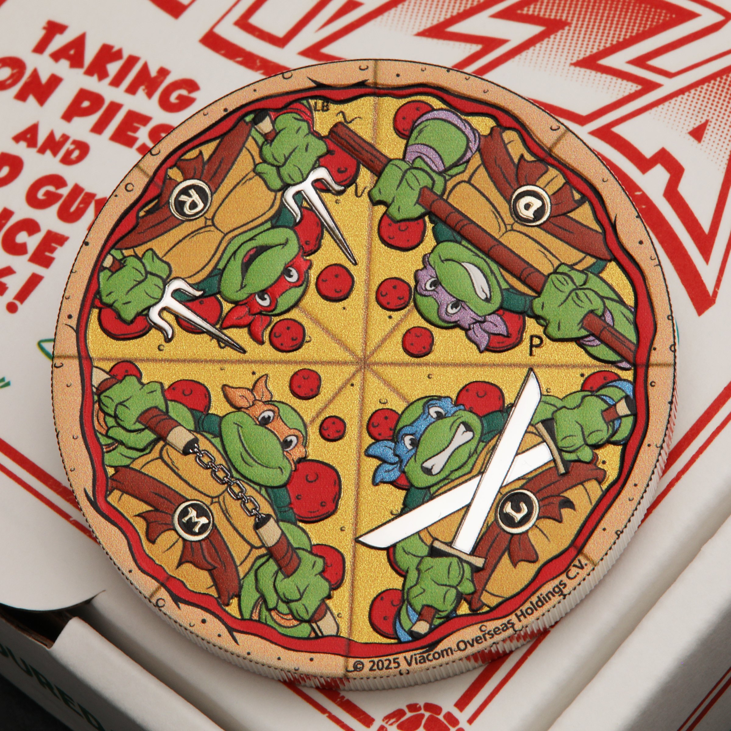 Silbermünze 2oz "Pizza Coin" 2025 (koloriert) Teenage Mutant Ninja Turtles™ (Tuvalu) - Detailansicht 4