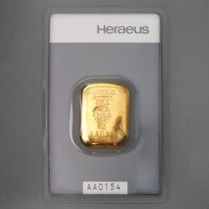 Goldbarren 50g HERAEUS gegossen - Hauptansicht