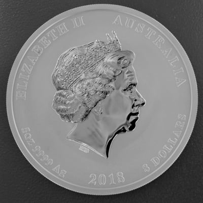 Silbermünze 5oz "Hund" 2018 Lunar II – Year of the Dog (Australien) - Miniaturansicht 2