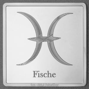 Silberbarren 1oz "Sternzeichen Fische" Gravurbarren quadratisch - Hauptansicht