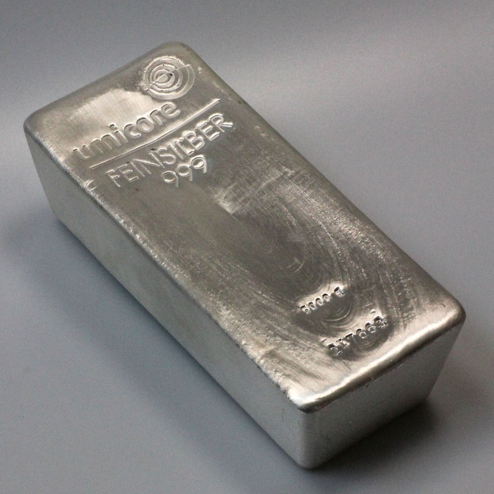 Silberbarren 5kg UMICORE gegossen - Hauptansicht