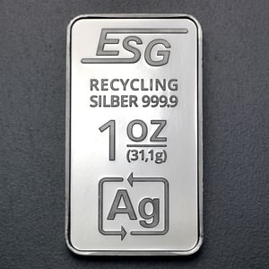 Silberbarren 1oz ESG geprägt gravierbar Recyclingsilber - Hauptansicht