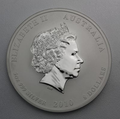 Silbermünze 5oz "Tiger" 2010 (koloriert) Lunar II – Year of the Tiger (Australien) - Miniaturansicht 2
