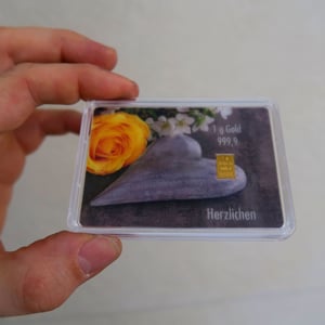 Goldbarren 1g "Stein+Ringe/Hochzeit" (Flip) - Miniaturansicht 2