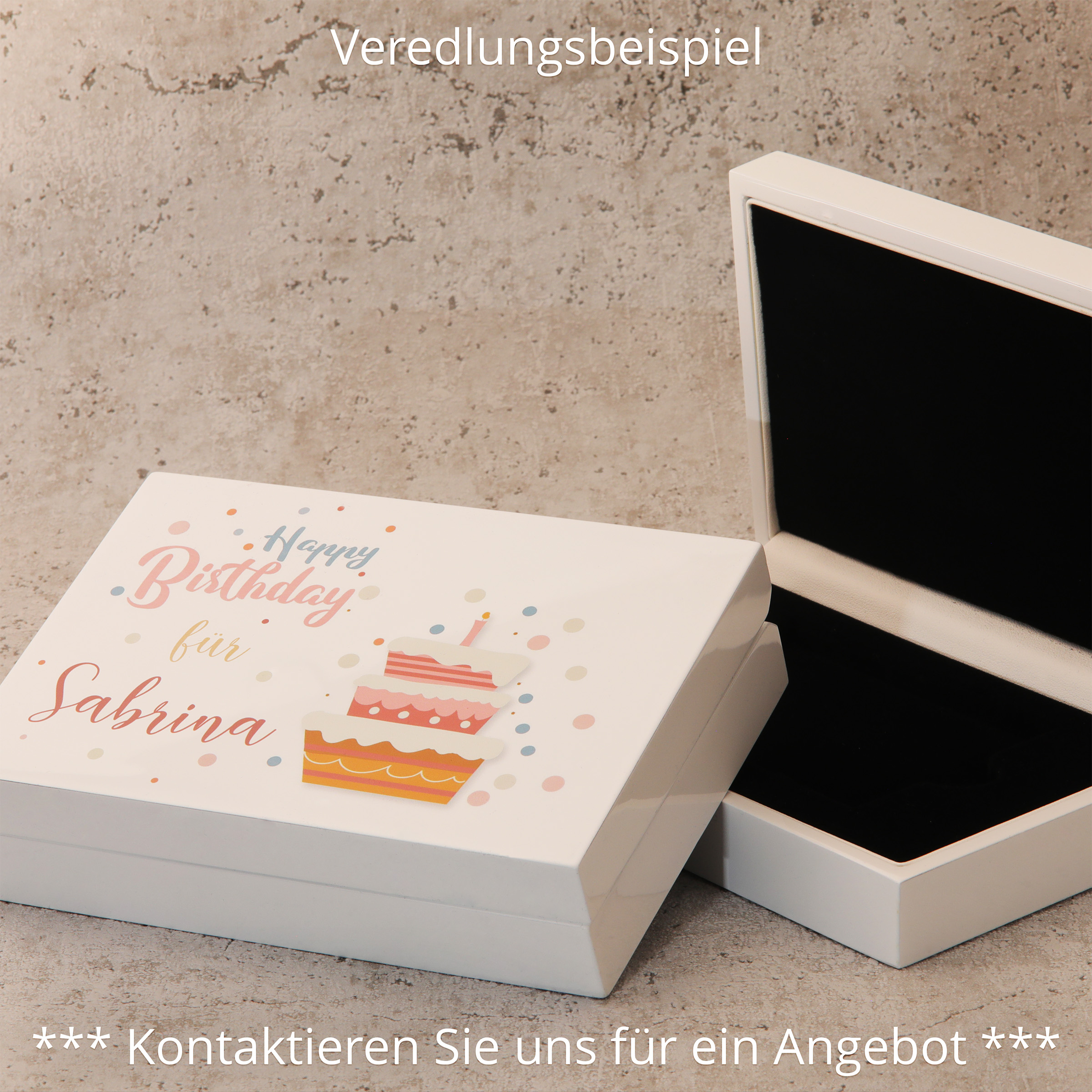 Luxus-Geschenkbox "Hochglanz weiß" (14,8x10,2cm) - Detailansicht 8