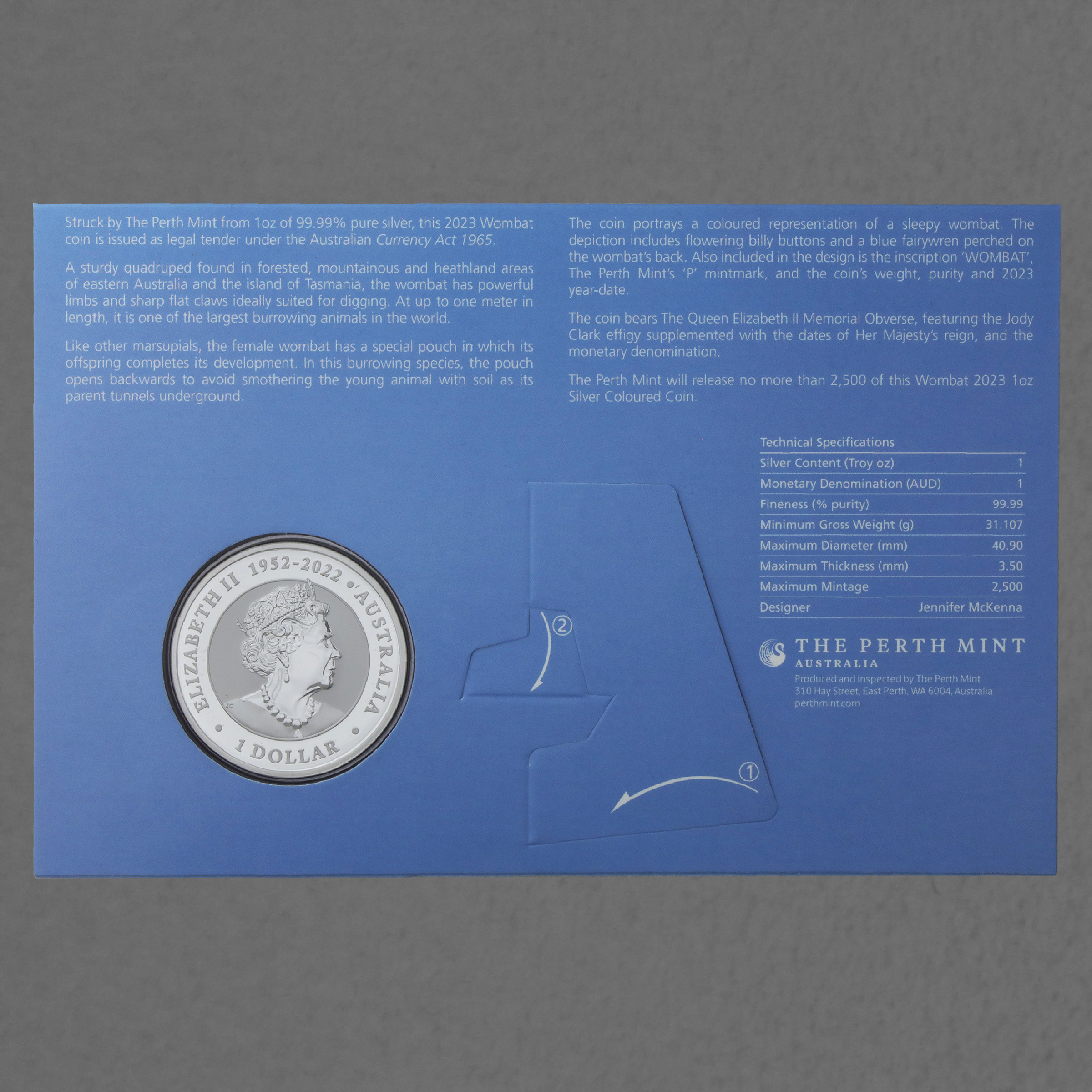 Silbermünze 1oz "Wombat" 2023 (koloriert) 19% (Australien) - Detailansicht 3