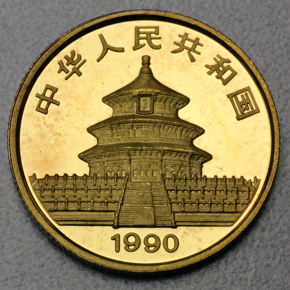 Goldmünze 1/4oz "Panda" 1990 (China) - Detailansicht 1