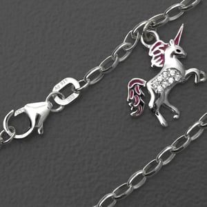 Silber-Fußkette 925er "Einhorn mit Zirkonia" (Sterling) - Hauptansicht