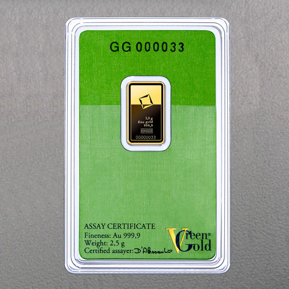 Goldbarren 2,5g "Green Gold" VALCAMBI (999,9 Au) - Hauptansicht