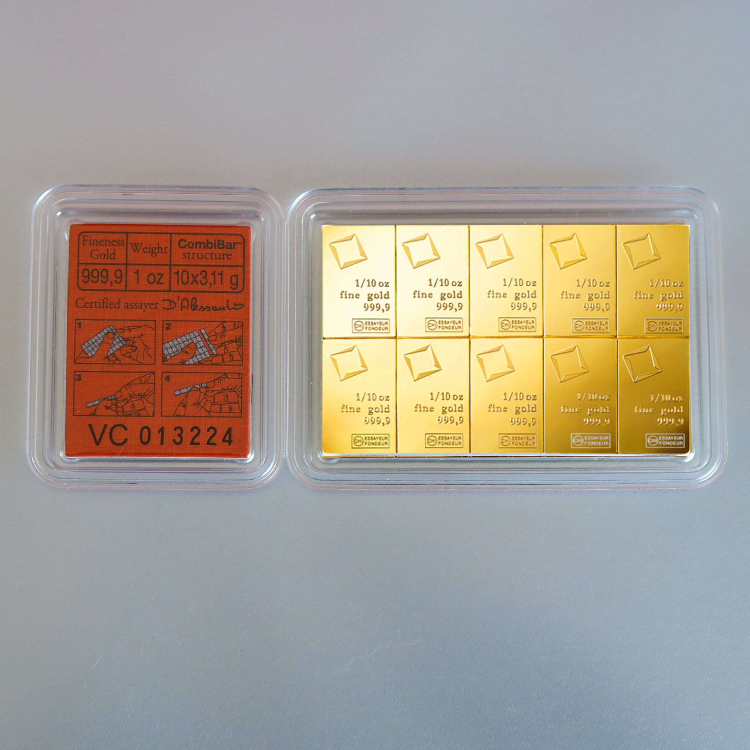 Goldtafel VALCAMBI (10x 1/10oz CombiBar) "Resale" - Detailansicht 1