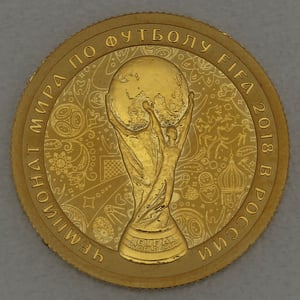 Goldmünze 50 Rubel "Fußball WM" 2018 FIfa World Cup Trophy (Russland) - Hauptansicht