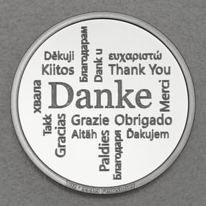 Silbermedaille 1oz "Danke - Word-Cloud" Gravurmedaille - Hauptansicht