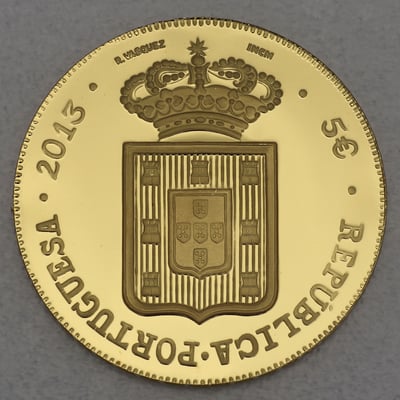 Goldmünze 5 Euro "D. Maria II de Portugal" 2013 Numismatic Treasures (Portugal) - Miniaturansicht 2