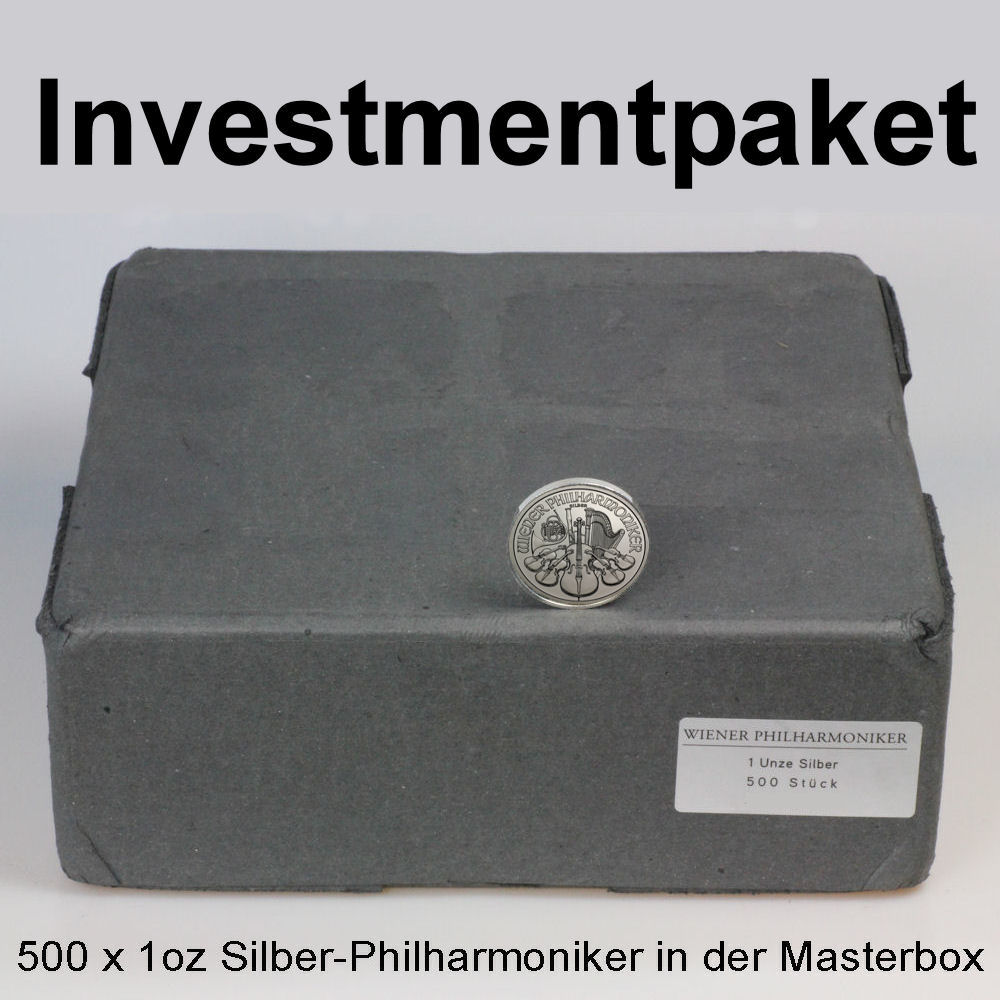Silbermünze 500 x 1oz "Wiener Philharmoniker" aktueller Jahrgang Masterbox (Österreich) - Hauptansicht
