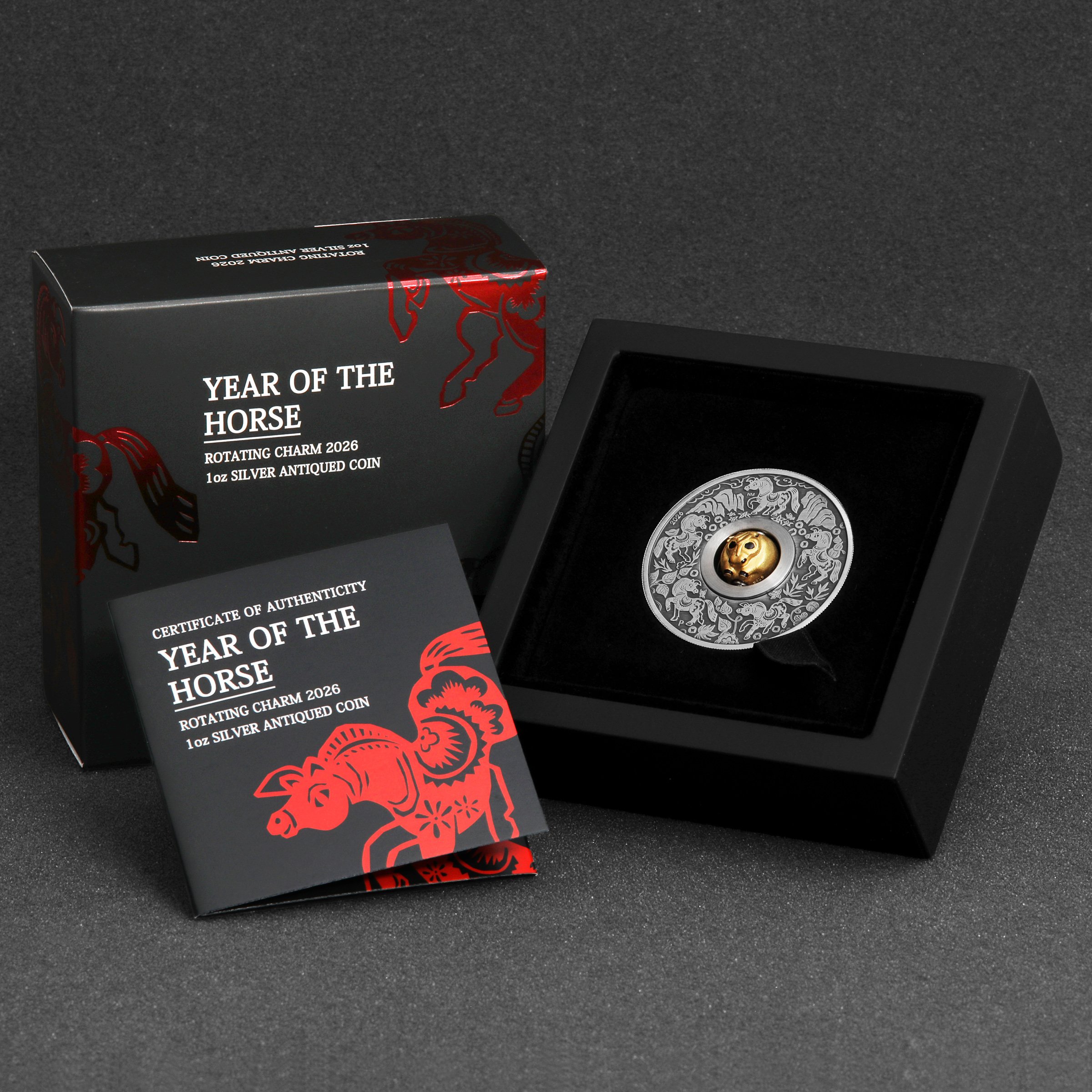 Silbermünze 1oz "Pferd" 2026 (AF) Rotating Charm – Year of the Horse (Tuvalu) - Detailansicht 4