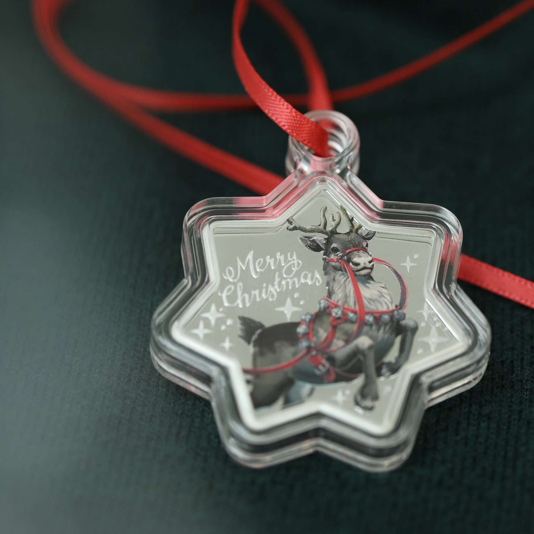 Silbermünze 1oz "Christmas" 2019 (PP/koloriert) Star-Shaped Coin (Australien) - Detailansicht 3
