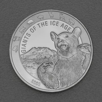 Silbermünze 1oz "Höhlenbär" 2020 Giants of Ice Age (Ghana) - Miniaturansicht 1