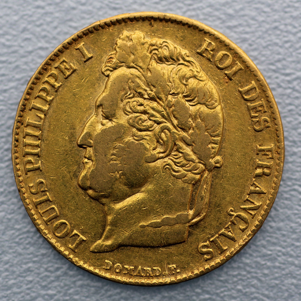 Goldmünze 20 Francs "Louis Philippe I." mit Schleife (Frankreich) - Hauptansicht