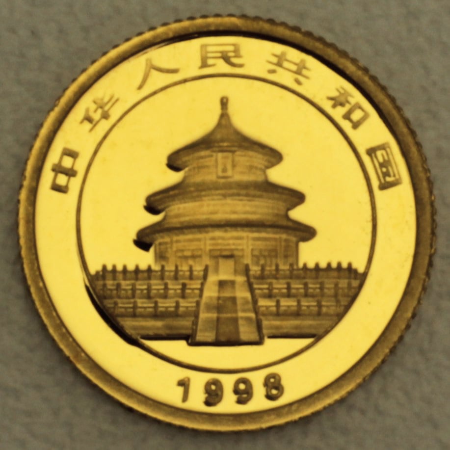 Goldmünze 1/20oz "Panda" 1998 (China) - Detailansicht 1