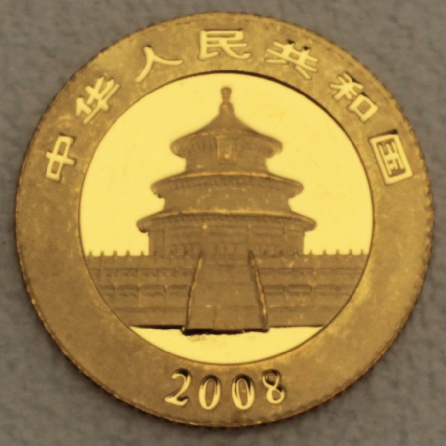Goldmünze 1/20oz "Panda" 2008 (China) - Detailansicht 1