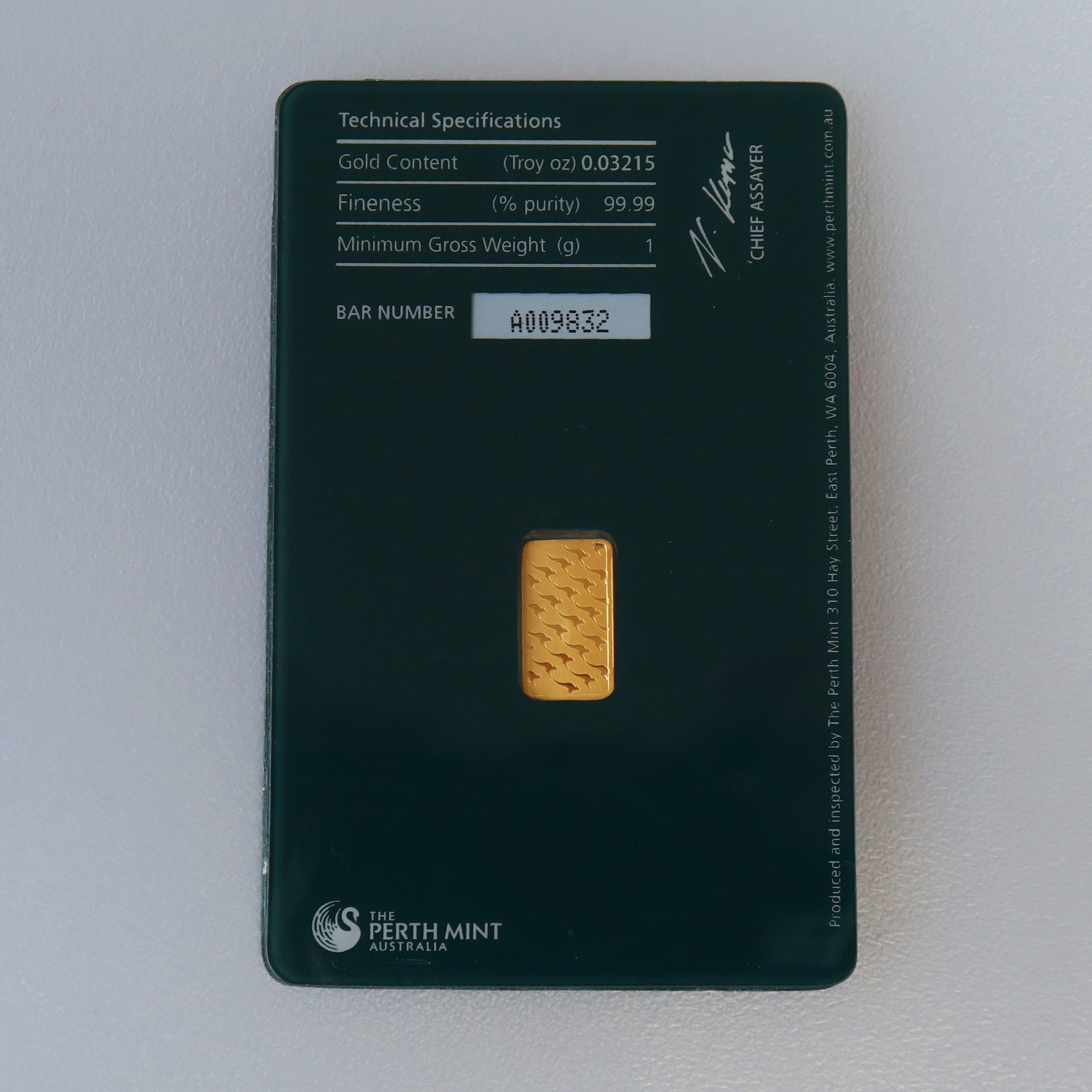Goldbarren 1g THE PERTH MINT "Känguru" - Detailansicht 1