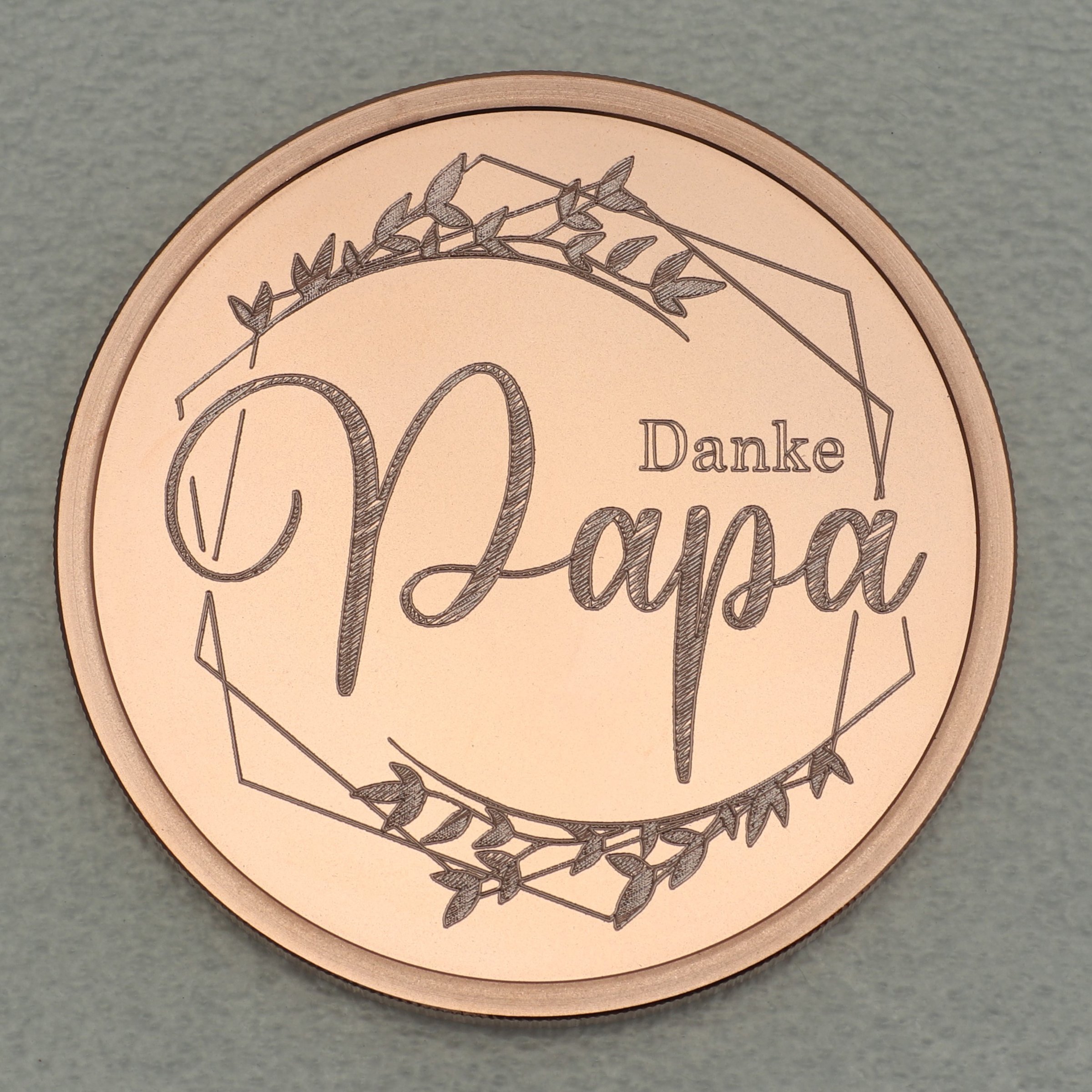 Kupfermedaille "Danke - Papa" Gravurmedaille - Hauptansicht