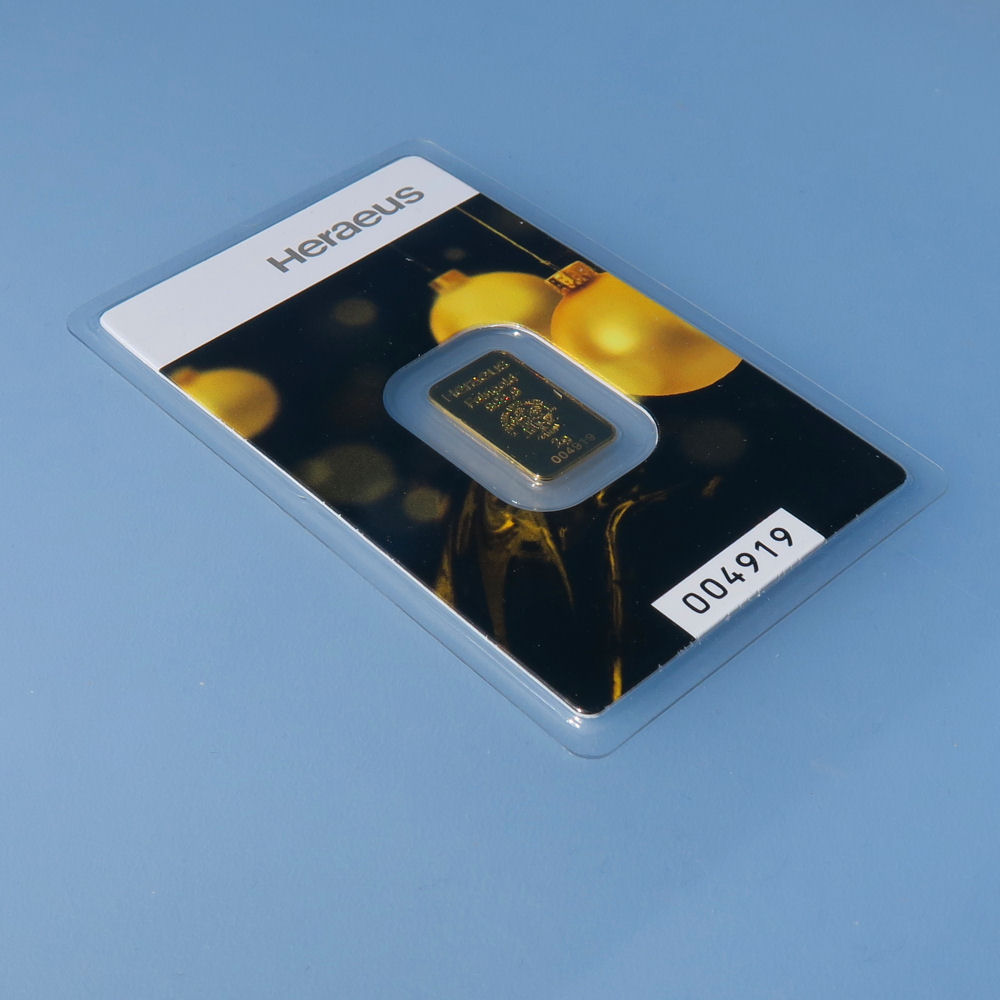 Goldbarren 2g "Kinebar" (Weihnachtsmotiv) HERAEUS - Detailansicht 1