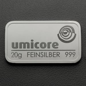 Silberbarren 20g UMICORE geprägt - Hauptansicht