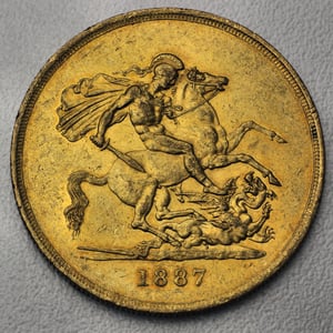 Goldmünze 5 Sovereign "Victoria" Krone (Großbritannien) - Miniaturansicht 2