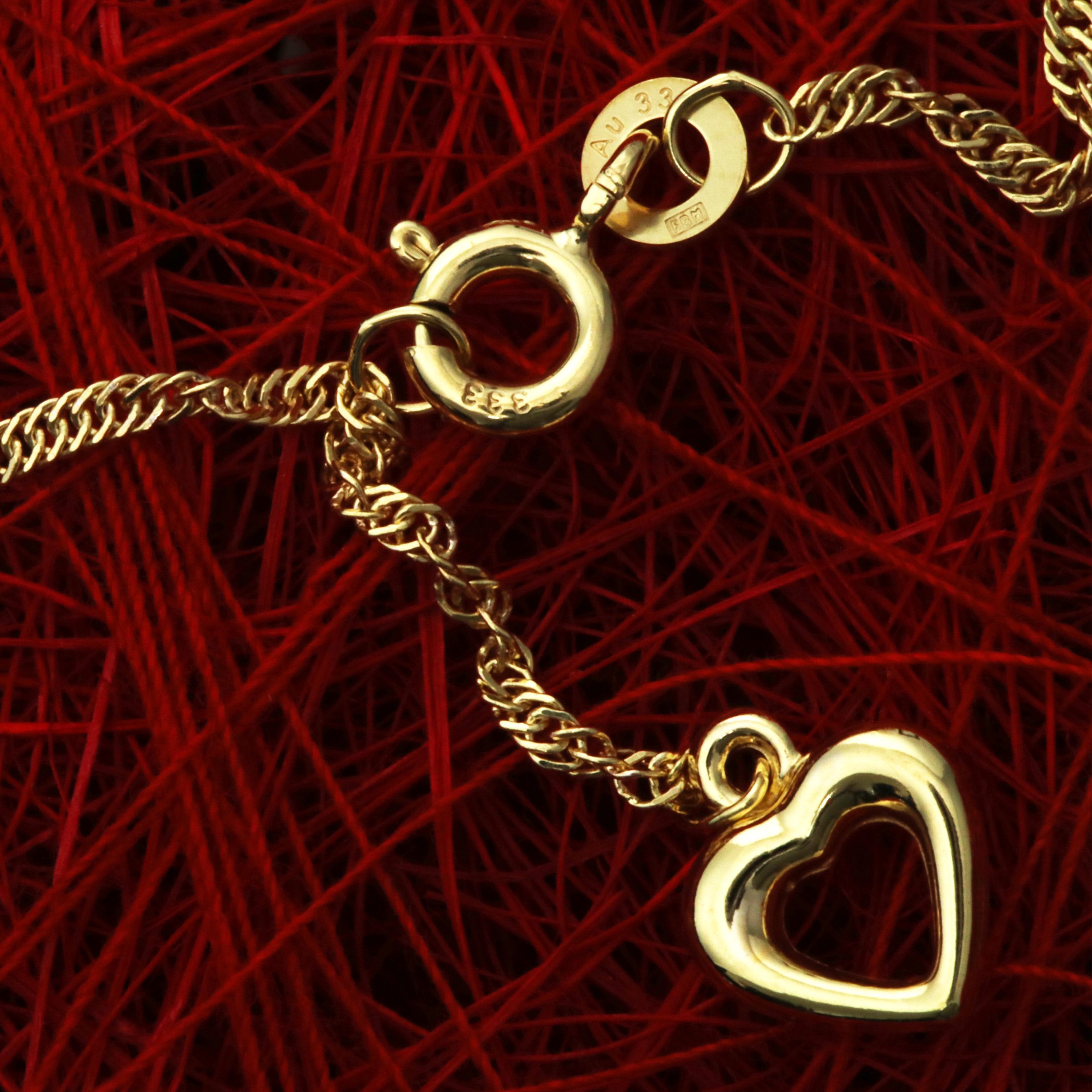 Gold-Fußkette Singapur 333er/25 cm "Herz" (8 kt) - Detailansicht 1