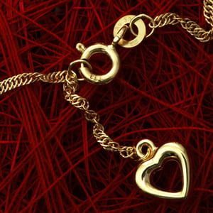 Gold-Fußkette Singapur 333er/25 cm "Herz" (8 kt) - Miniaturansicht 2