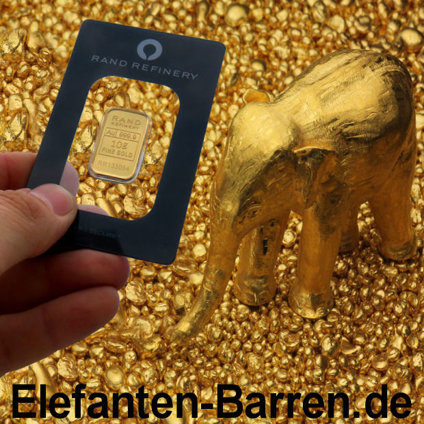 Goldbarren 10g Rand Refinery "Elefanten-Motiv" - Detailansicht 8