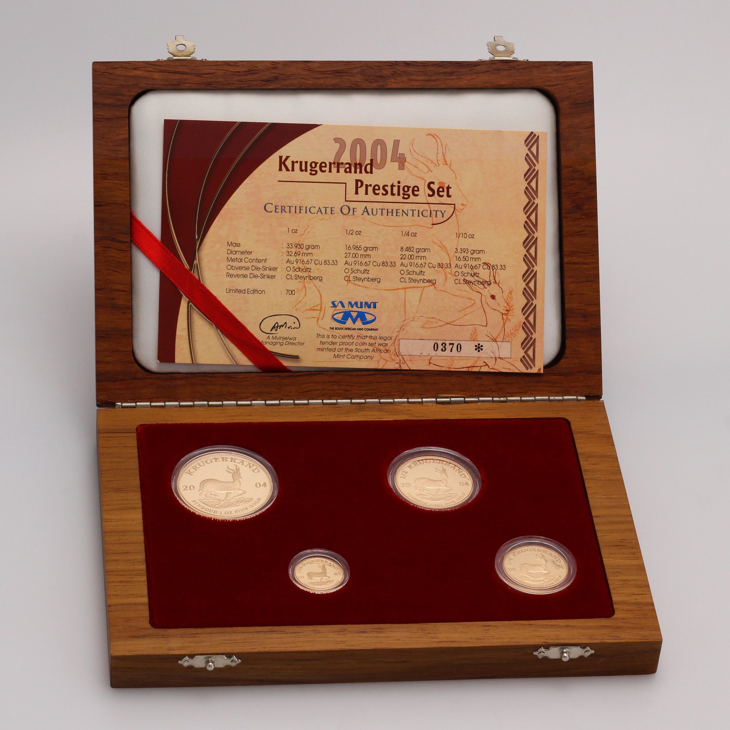 Goldmünzen 4 x "Krügerrand" 2004 (PP) Prestige Set – 4-teilig (Südafrika) - Hauptansicht
