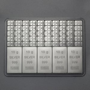 Silbertafel (5x 10g + 50x 1g Ag) "CombiBar-Mix" - Hauptansicht